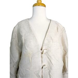 ONA New York Tokyo Blazer Jacket Medium Crinkle Textured Lined Cream **READ**